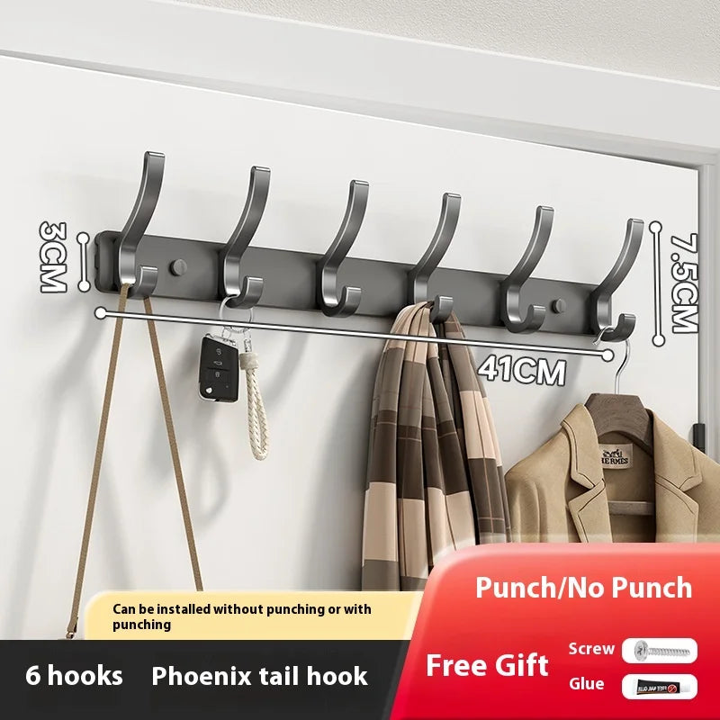 Bathroom Kitchen Accessories Black Robe Hooks Towel Hanger Nail Wall Qme Gray 6 hook