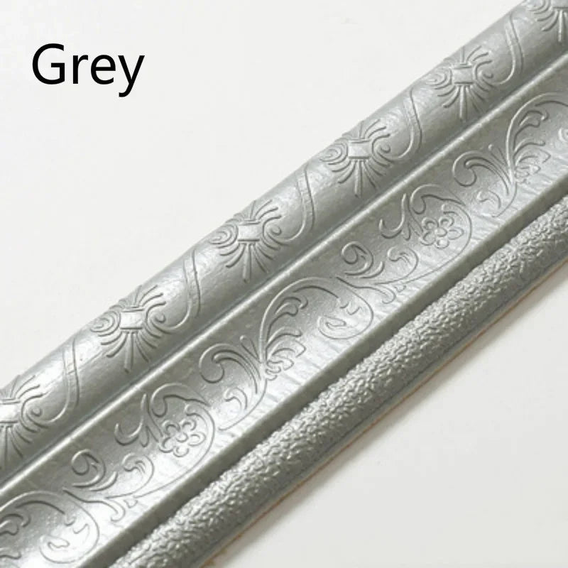3D Self Adhesive Wall Sticker Waterproof Edge Banding Strip Corner Qme grey
