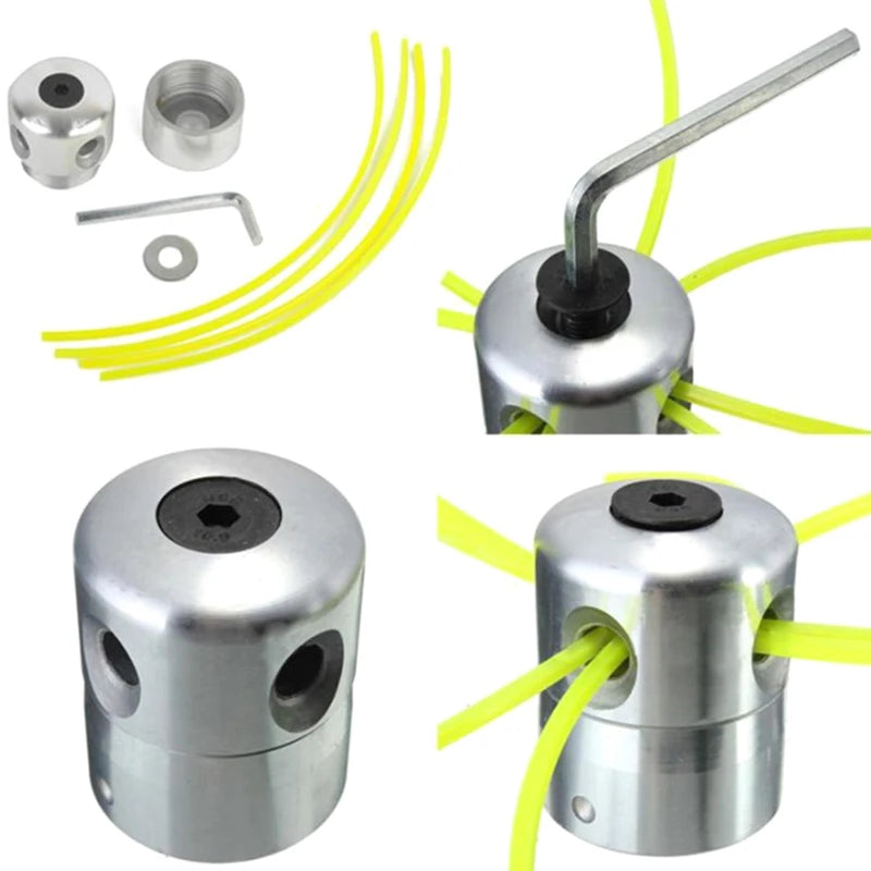 1Set Universal Aluminum Trimmer Head With Four Trimmer Lines For Brush Cutter Grass Trimmer. Qme 1set