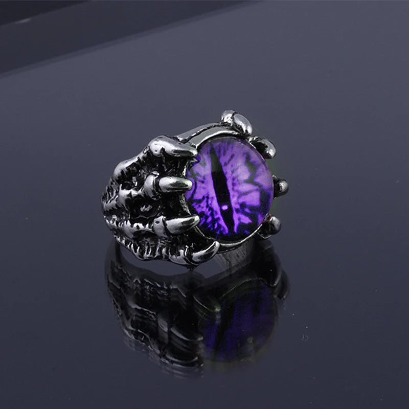 Fashion Creative Evil Dragon Eye Rings For Personality Male Punk Colors Ring Jewelry Men's Bar Night Club Accessories Gifts Qme PURPLE resizable