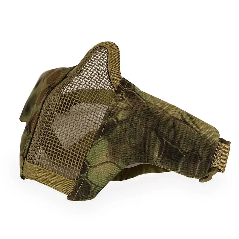Tactical Lower Face Protective Mask for Hunting, Paintball, CS, Adjustable Military Tactical Protective Mesh Half Face Mask Qme 15