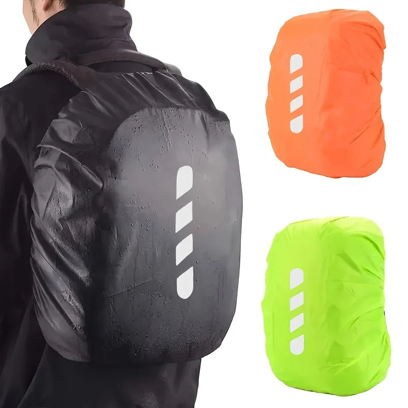 Reflective Waterproof Backpack Rain Cover Outdoor Sport Cycling Night Safety Light Raincover Case Bag Cover for Hiking Camping Qme