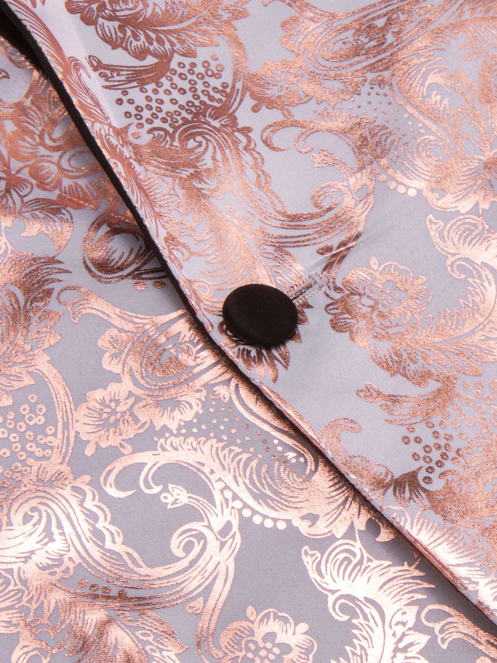 Men's Rose Gold Floral Jacquard Shawl Lapel Tuxedo Blazer Single Qme
