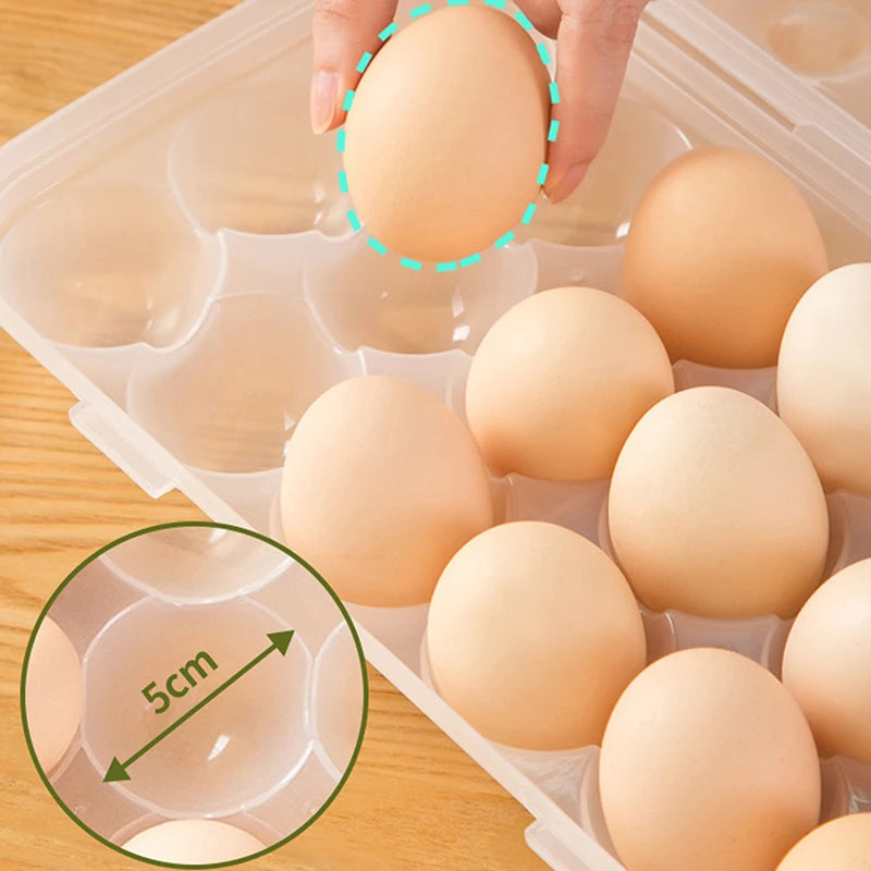 Household Fridge Egg Organizer Tray 12 18 Grid Storage Box Lid Qme