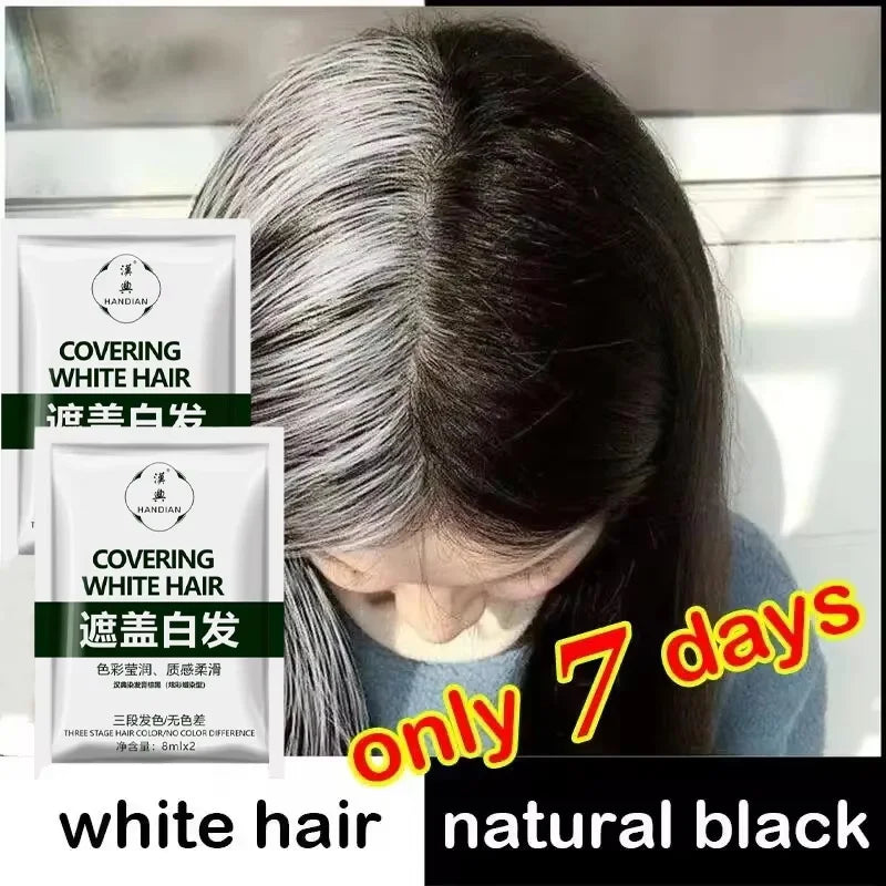 Herbal Anti-grey Treatment Hair Dye Shampoo White To Black Permanent Repair Natural Color Nourish Scalp Hair Care Products Qme 1pc