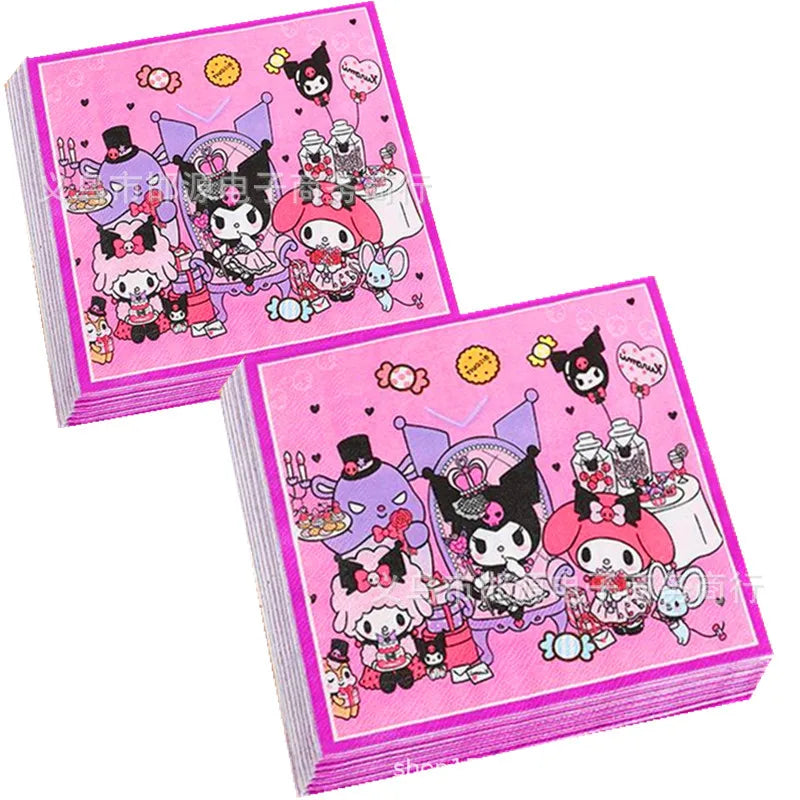 Hello Kitty Kuromi-themed Birthday Party Decorations Balloons Paper Qme 20-pack of tissues