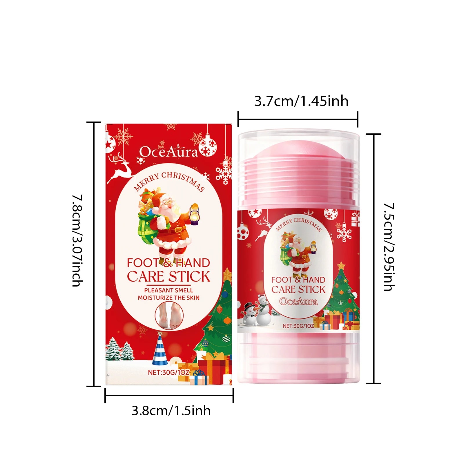 Christmas Urea Hand Foot Care Stick Moisturizing Balm for Dry Cracked Heels Elbows & Knees Gentle Exfoliation Softening Skin Qme 1Pcs-B