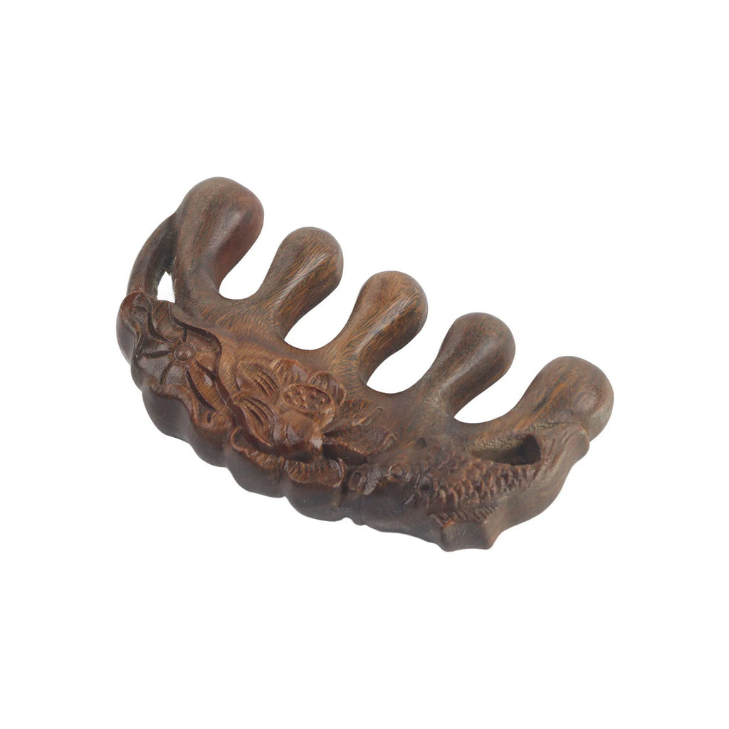 Meridian Wide Tooth Massage Comb Green Sandalwood Head Scalp Massage Comb for Neck Shoulder Hand Wooden Meridian Comb Qme
