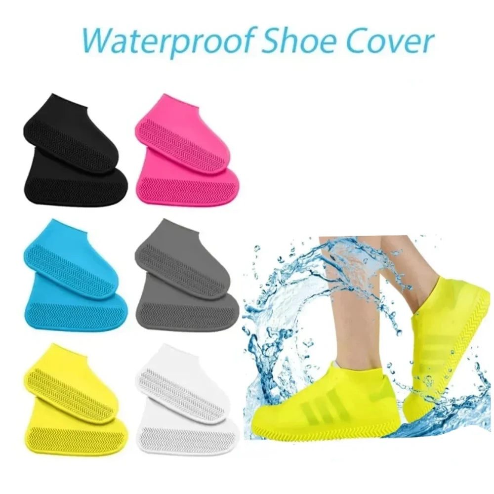 2pcs Waterproof Non-slip Silicone Shoe High Elastic Wear-resistant Unisex Rain Boots for Outdoor Rainy Day Reusable Shoe Cover Qme
