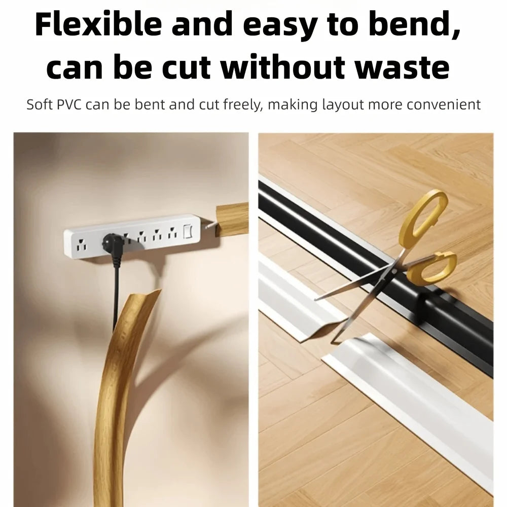 Cable Management Self-Adhesive PVC Insulated Cable Protector Wear Resistant Cable Cover Flexible Wire Arrangement For Office Qme