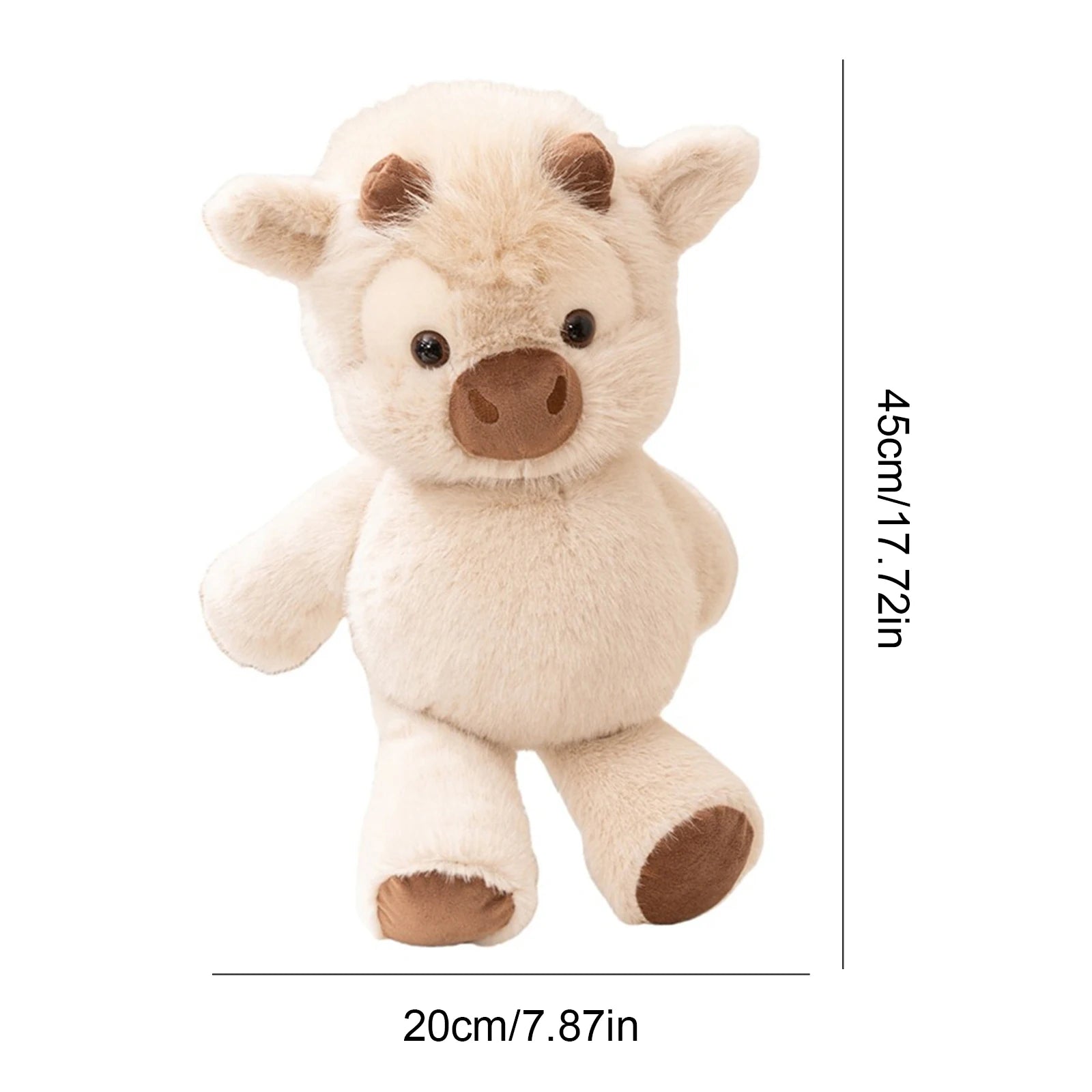 Adorable Highland Cattle Plush Toy 45cm Huggable Running Cow Stuffed Animal Made with Premium Soft Fabric, Soothing Companion Qme A