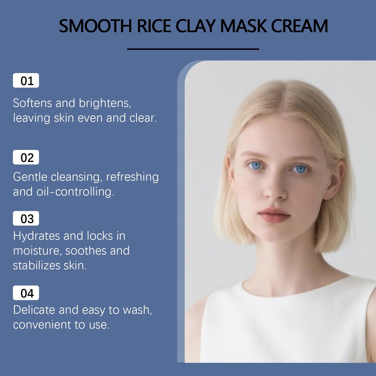 Smoothing Rice Clay Mask Cream Brightening Pore Cleansing Hydrating Mask Even Skin Tone Controls Oil Nourishing Face Mask Qme