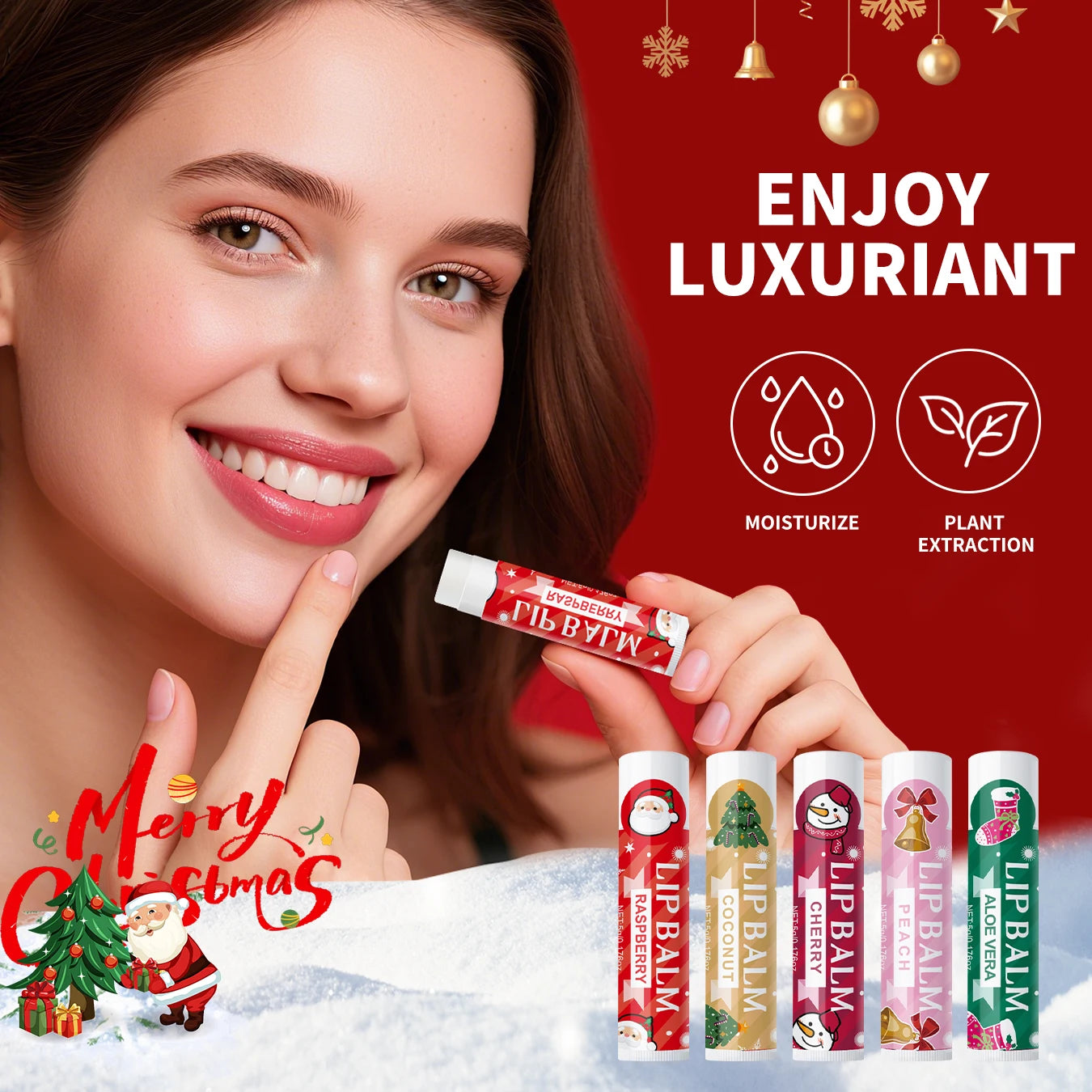 20PCS lipstick Set -5 Taste Christmas Theme Deep moisturizing and lasting moisturizing to create plump and shiny lips Qme