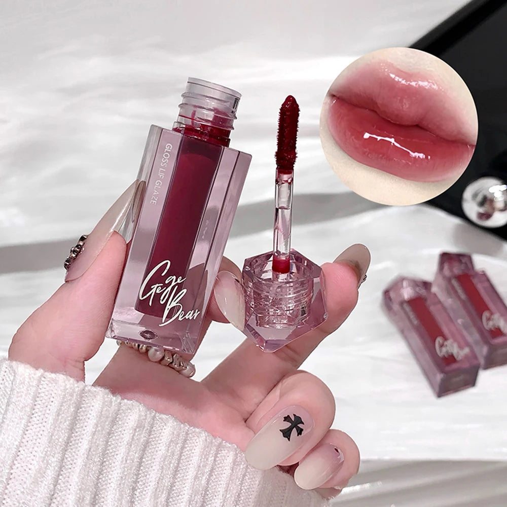 Gege Bear Mirror Lip Glaze Watery Shimmering Light Gloss Makeup 6 Qme