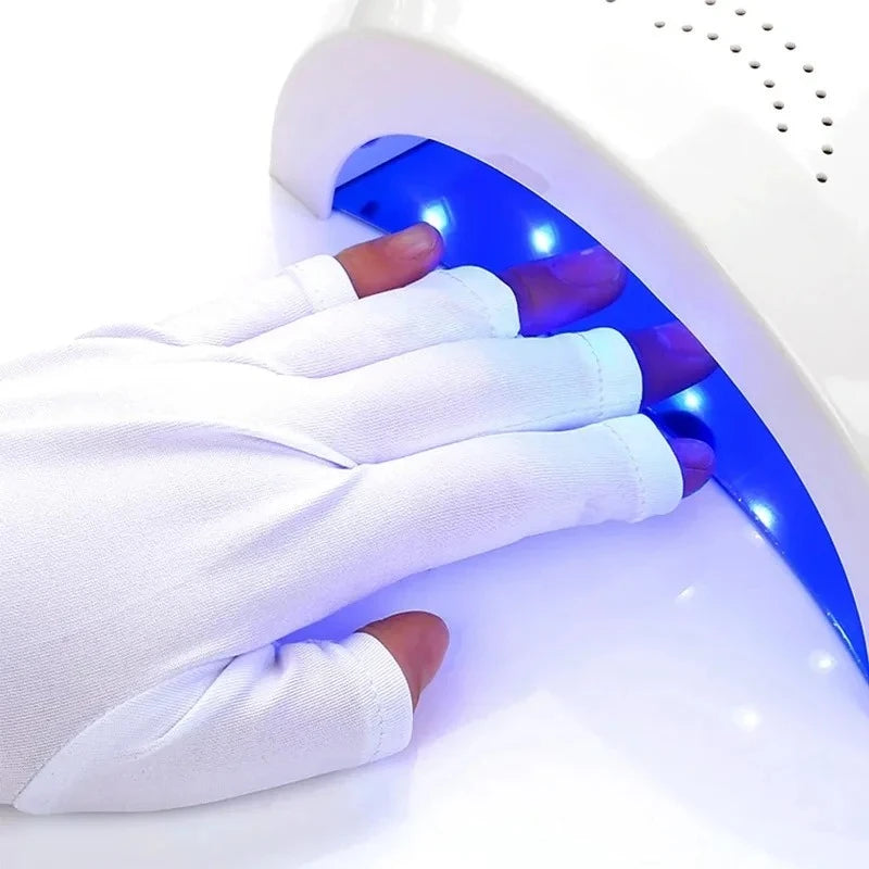 Anti UV Gloves Gel Professional Protection Gloves For ManicuresProtect Hands Nail Art Stretchy Fingerless Glove For Home Outdoor Qme