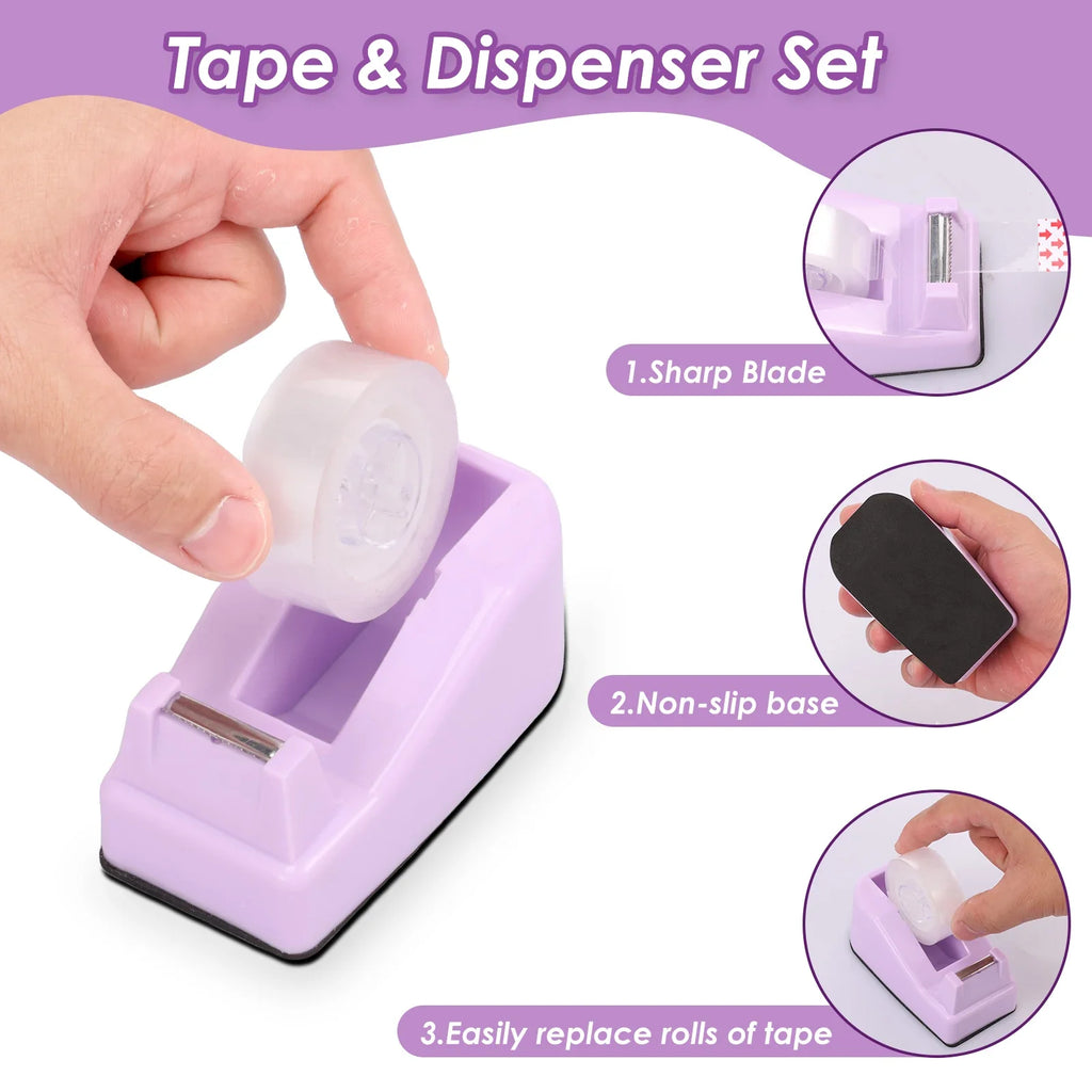 7Pcs/Set Organizer Accessories Set Office Supplies Stapler Staple Remover Paper Clips Back To School Student Stationery Kit Qme