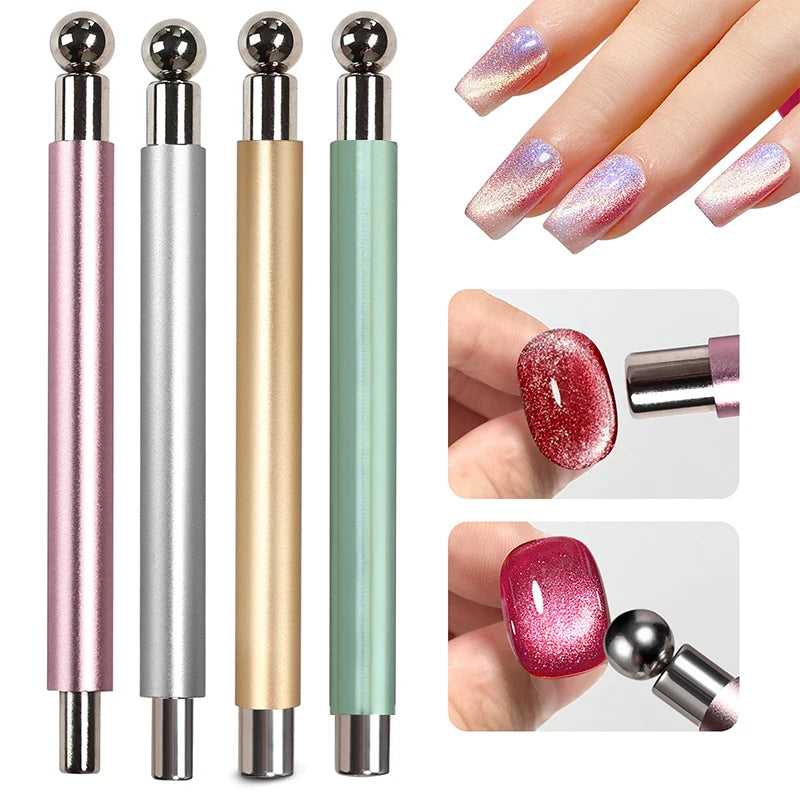 Double-end Cat's Eye Nail Magnetic Stick Glossy Steel Balls 8 Strong Qme
