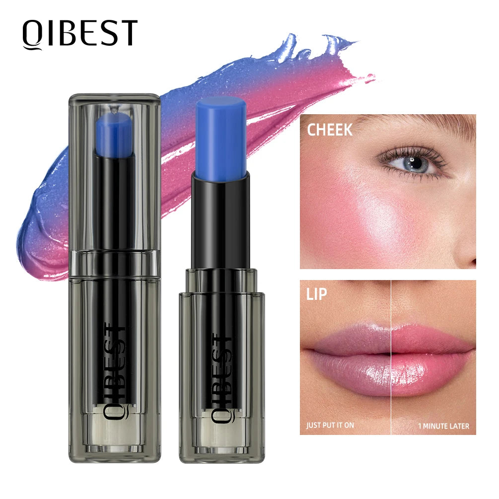 QIBEST Blue Black Lipstick Temperature Color Changing Lip Balm Moisturizing Lasting Ph Change Color Lip Stain Tint Cosmetics Qme