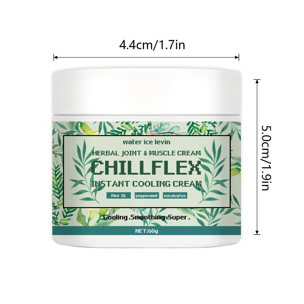 Water Ice Levin CHILLFLEH Cream: Instant Cooling Herbal Relief with Mint & Eucalyptus for Joints & Muscles. 60g. Qme