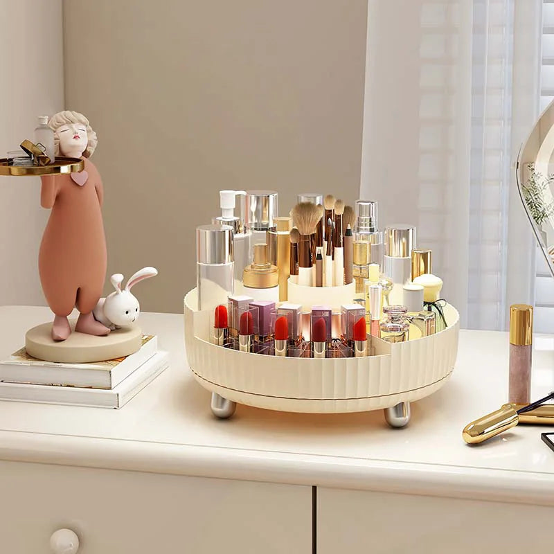 Luxury Plastic Rotating Organizer Cosmetic Storage Box Fruit Tray
