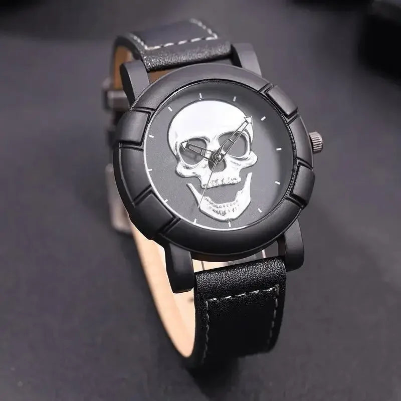 Fashion Mens 3D Skull Casual Quartz Wristwatch, Sports Watch Qme