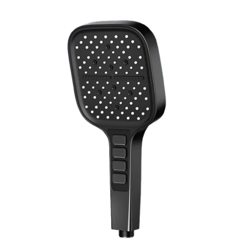7 Modes Large Shower Head Adjustable High-pressure Water-saving Shower Head One Key Stop Mixer Shower Head Bathroom Accessories Qme Black