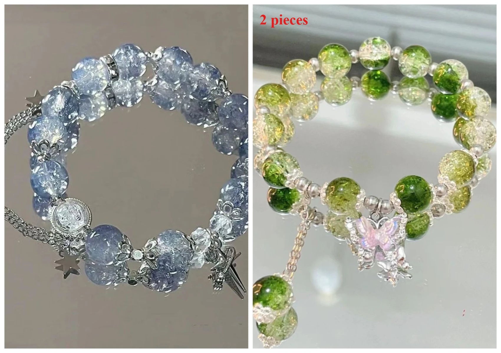 2 Pieces Simple Beads Resin Bracelets Jewelry Gifts for Women Inspired Beaded Bracelet DIY Same Style Statement Jewelry Bangles Qme S431S432