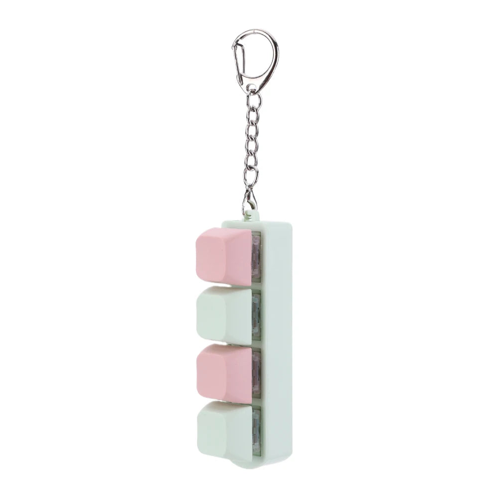 Keyboard Key Toy 4 Keys Button Keycap Fidget Keychain Keyboard Clicker Toy Keyboard Cube Toy for Adult Gifts To Relief Pass Time Qme green pink