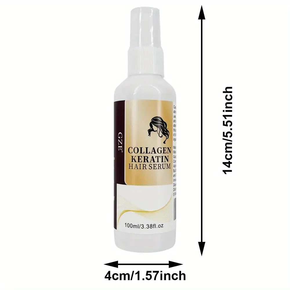 2 Pack GZE Collagen Keratin Hair Serum For Silky Hair Deep Conditioning Hydrating Repair Split Ends Anti-Breakage Qme