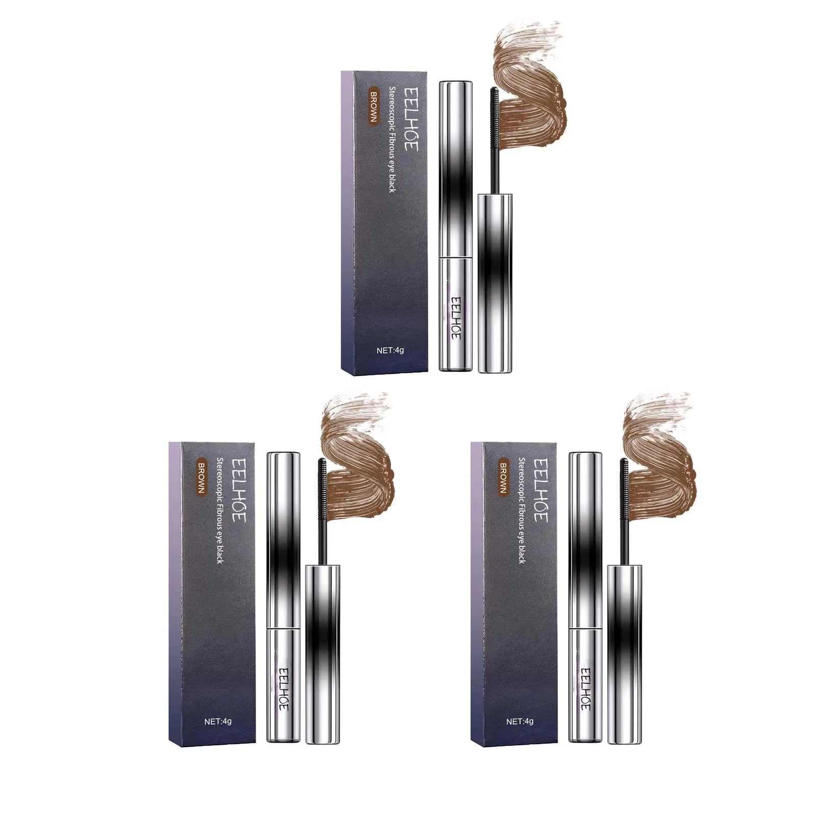 Curling Mascara Thick Waterproof Lengthening Black/brown Eyelash Styling Lash Extension Eye Lashes Brush Makeup Eye-Cosmetics Qme brown 3pcs