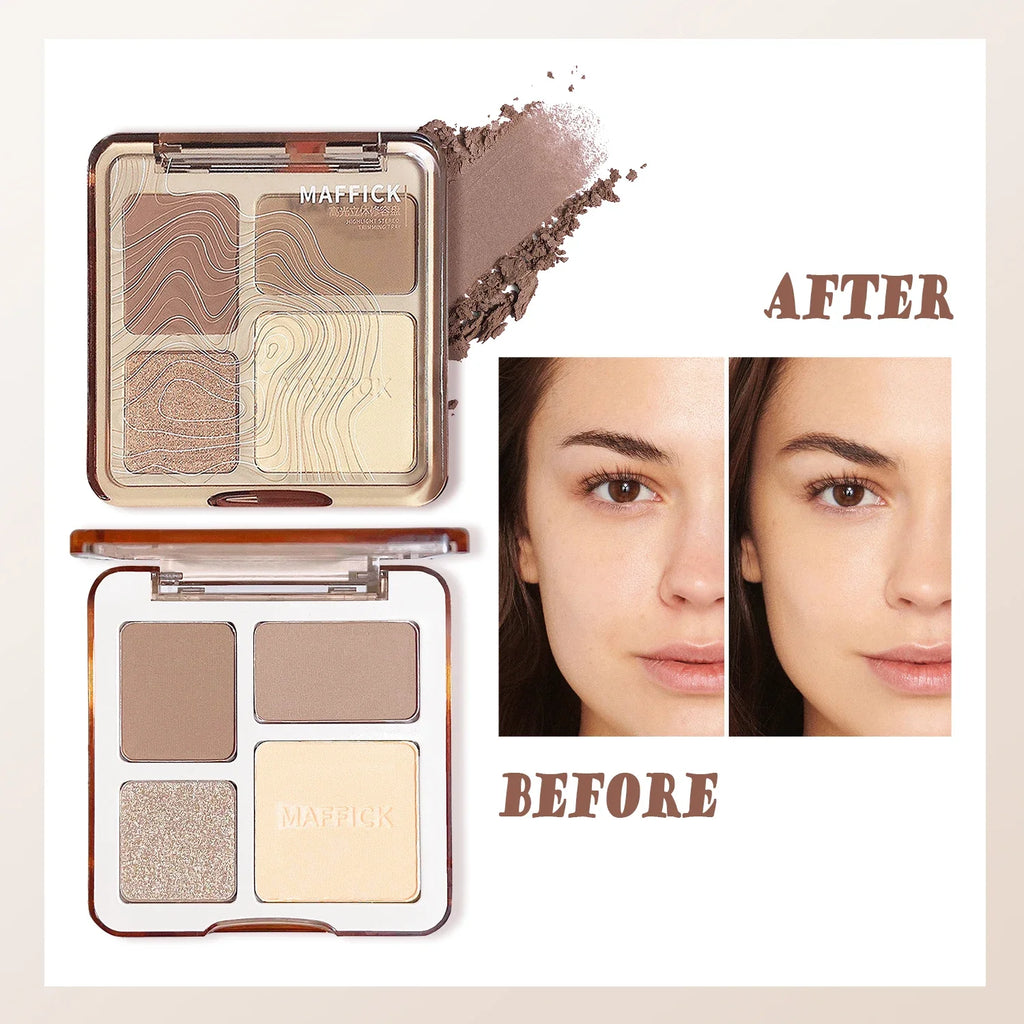 Contouring Palette Highlighting Four Colors One Natural Matte Qme