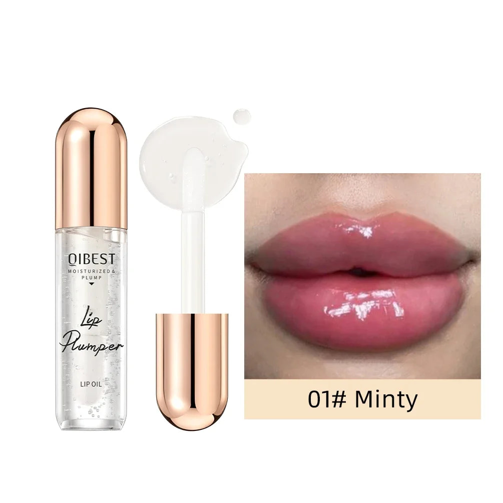 QIBEST Lasting Lip Plumper Oil Instant Volumising Enhancer Lip Serum Collagen Lip Volume Lipgloss Sexy Cosmetic Volume Increases Qme 01 Minty
