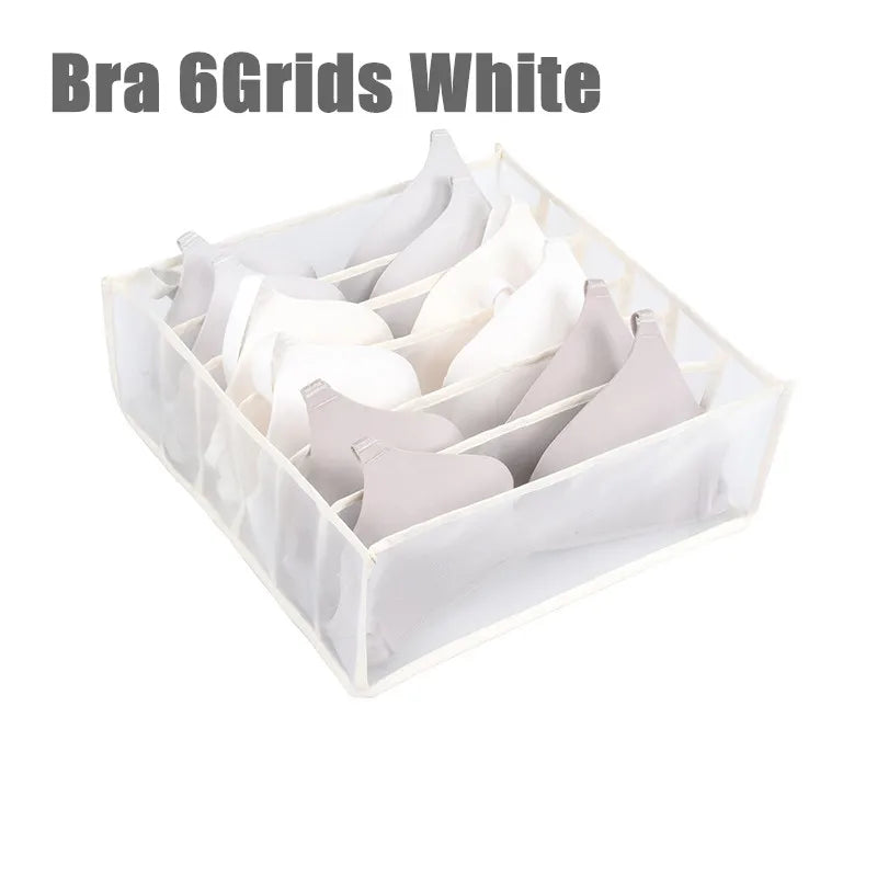 Clothing Storage Organizer Box Cabinets Drawer Jeans Organizer Underwear Pants T-Shirt Socks Storage Box Save Wardrobe Space Qme Bra-White