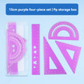 4 In 1 Aluminum Alloy Ruler Stationery Set Aluminum Alloy Multifunctional Combination Ruler for Drawing Ruler Set Qme purple