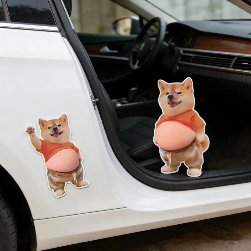3D Cute Kawaii Dog Belly Sticker Silicone Soft Kitten Orange Outfit Qme