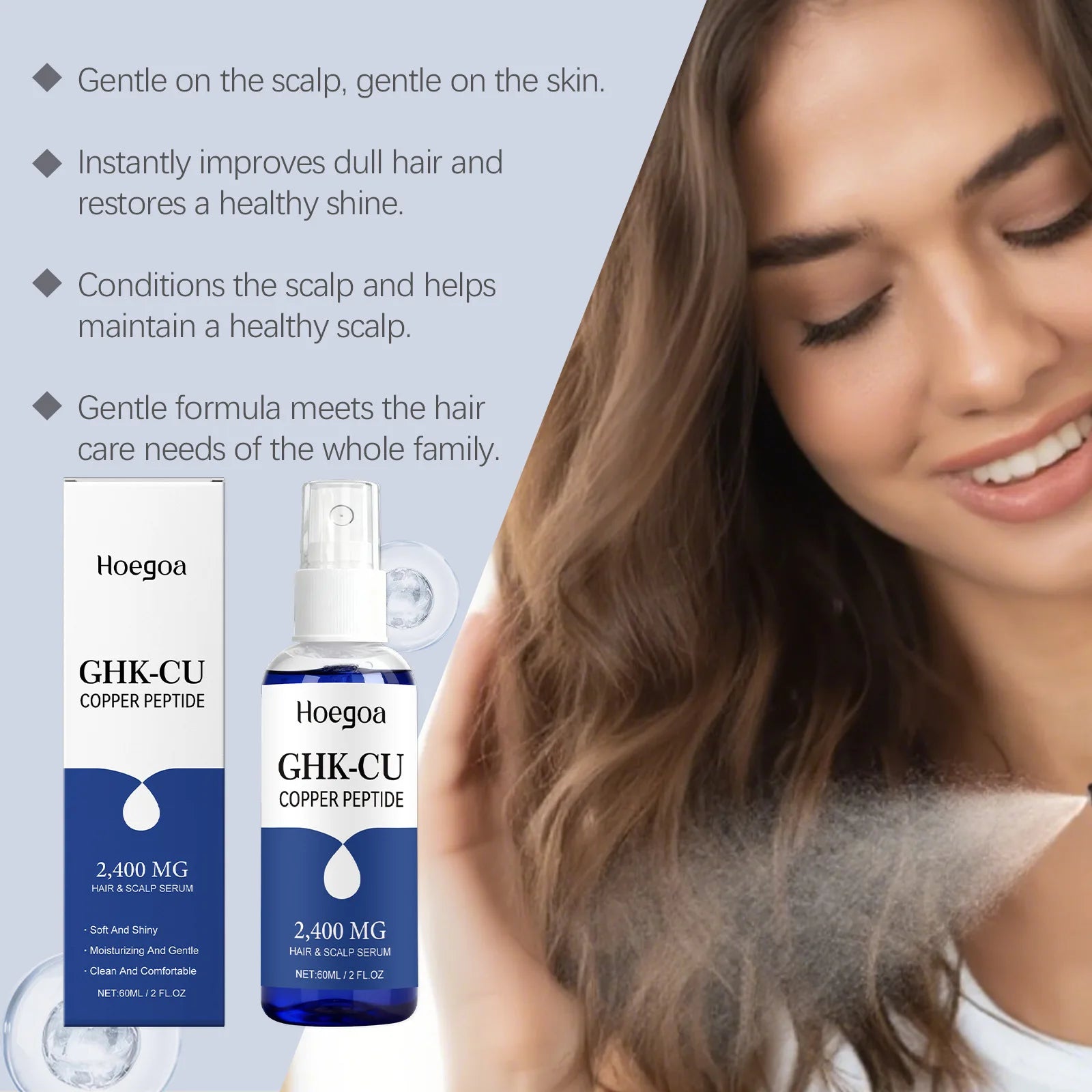 Ghk-Cu Copper Peptide for Hair Growth Scalp Serum Moisturizer Spray Fast-Absorbing Softness Shine Advanced Regrowth Treatment Qme