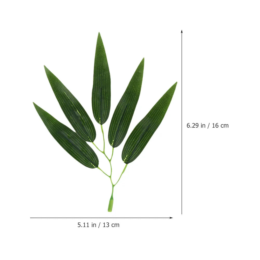 30Pcs Realistic Artificial Bamboo Leaves Reusable Plastic Faux Leaves for DIY Wreaths Garlands Floral Arrangements Restaurant Qme Green