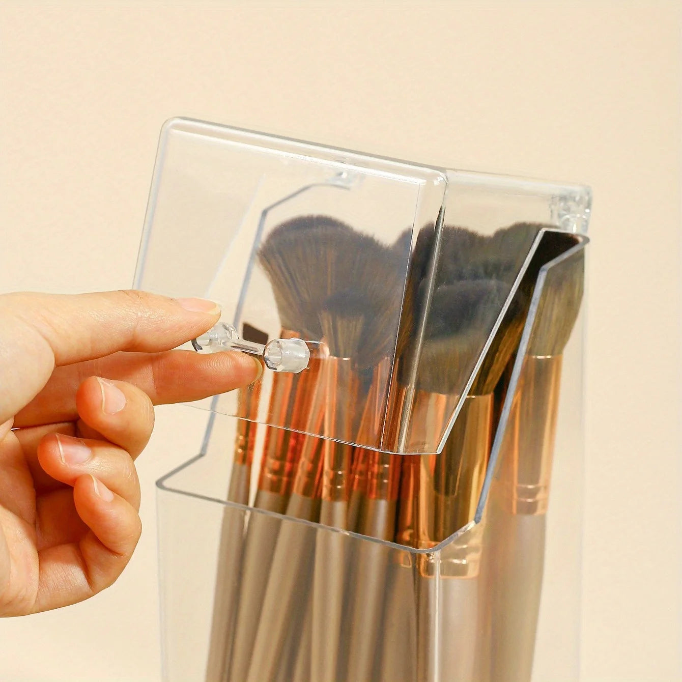 1pc Clear Makeup Brush Organizer, Large Capacity Makeup Brush Storage Box Qme