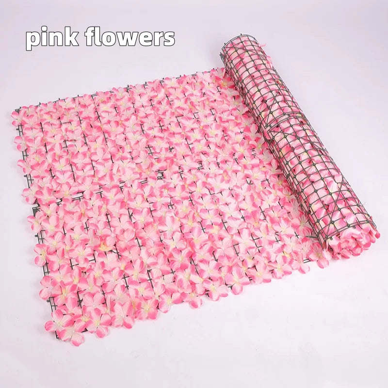 50X100cm Artificial Flowers Leaves Fence Removable Outdoor Garden Decoration Hedge Privacy Protection Green Leaf Flower Wall Qme pink flowers 50X100cm