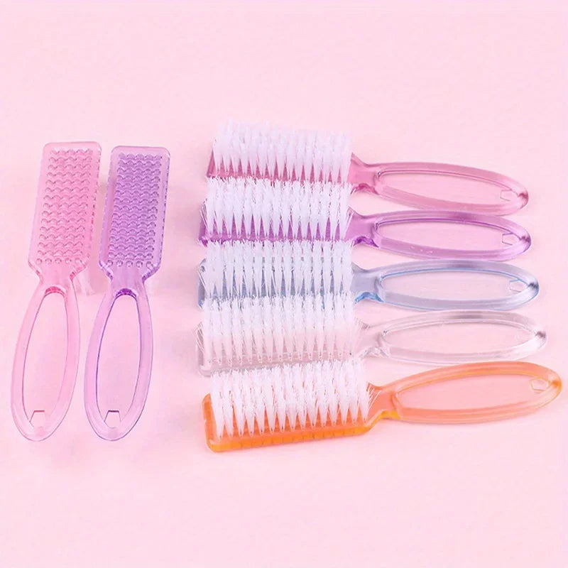 2PCS Nail Art Brush Long Handle Brush Square Head Multifunctional Nail Dust Manicure Dust Cleaning Brush Qme