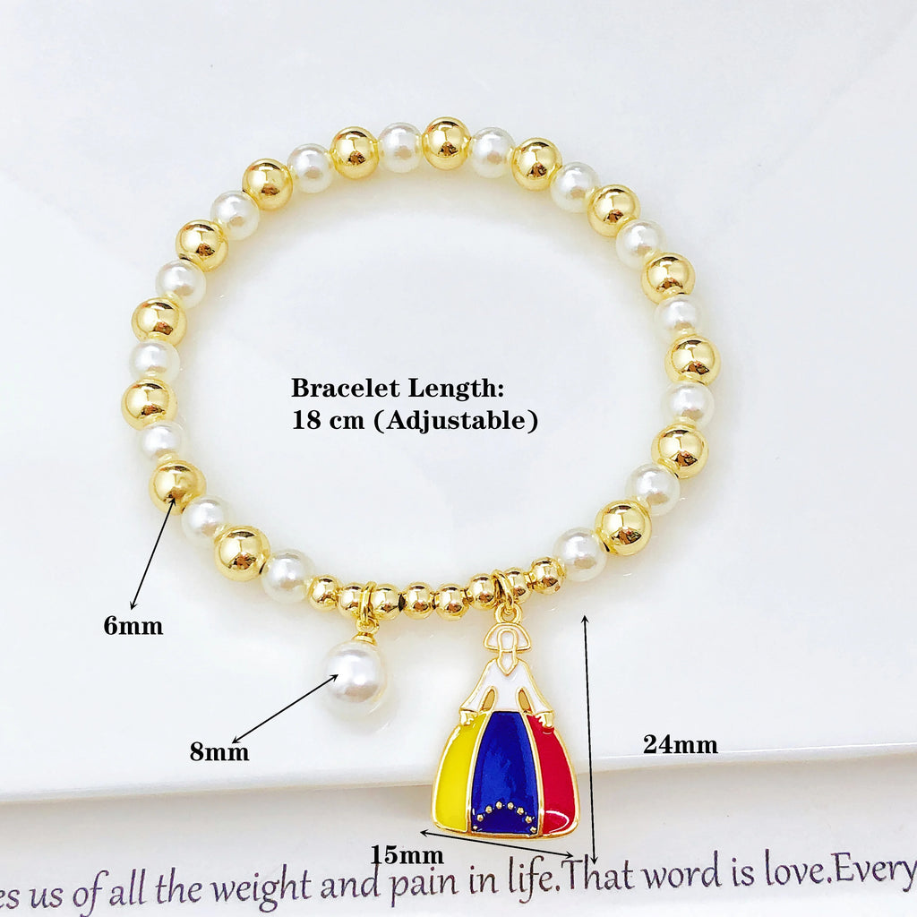 Classic Violin Round Parrot-Shaped Venezuela Colombia Flag Designer Pearl Bracelet Luxury for Women Party Patriotic Jewelry Gift Qme