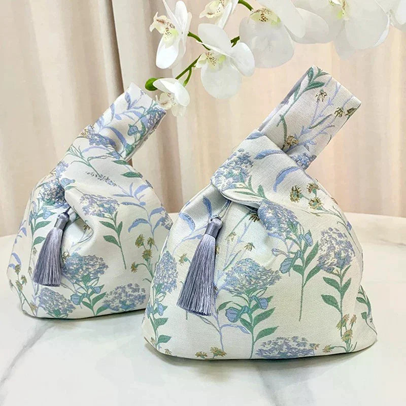 Gift Bags Wedding Favors Jacquard Fabric Boxes Tassel Wedding Candy Tote Bags Qme