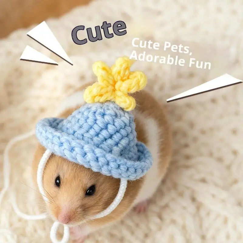 Cute Handmade Knitted Hat Pet Tiny Hamster Parrot Chipmunkguinea Pig Qme