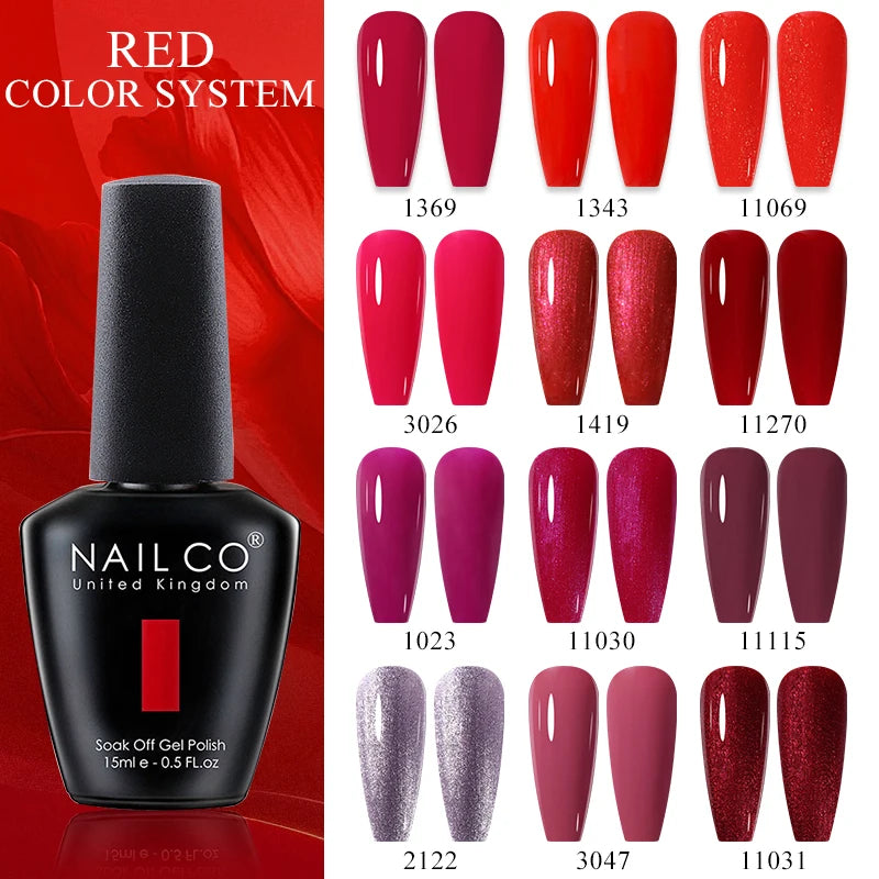 NAILCO Red Gel Nail Polish Wine Purple Semi Permanent Soak Off UV Qme