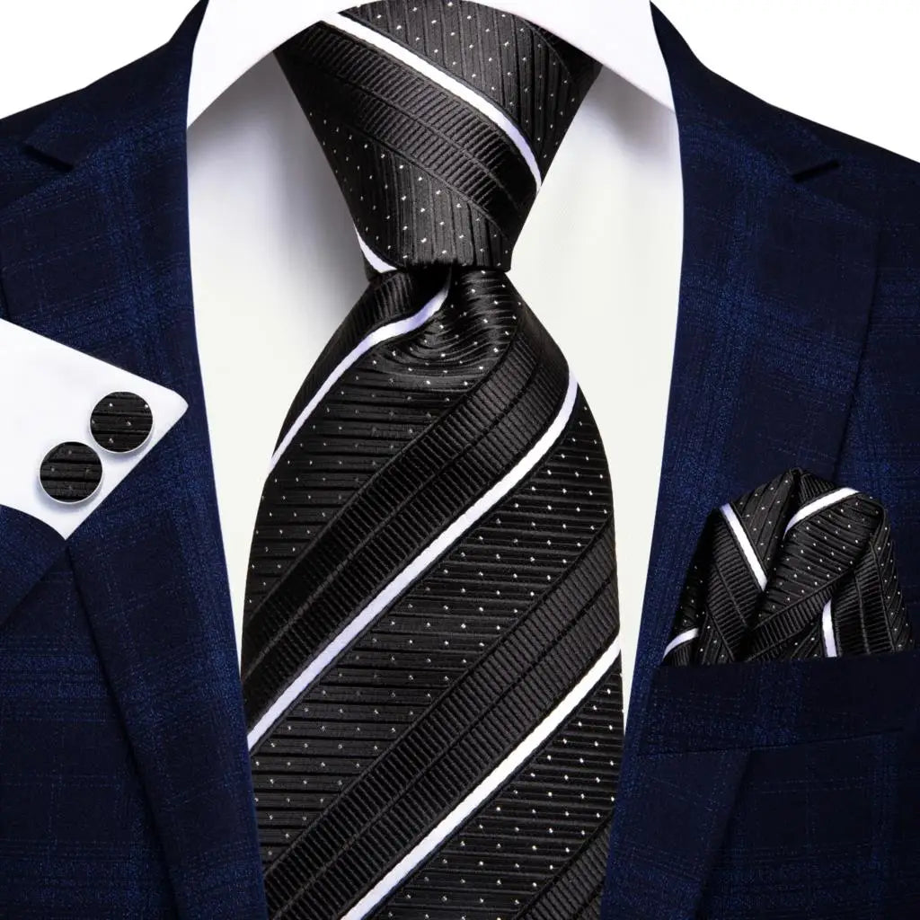 Navy Blue Striped Wedding Tie Men Fashion Design Green Red Necktie