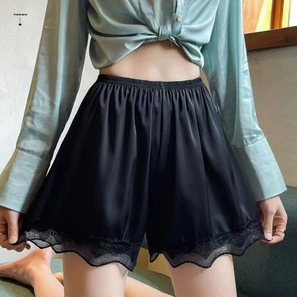 Cool Thin Lace Safety Pants Breathable Ice Silk Home Loose Summer Qme