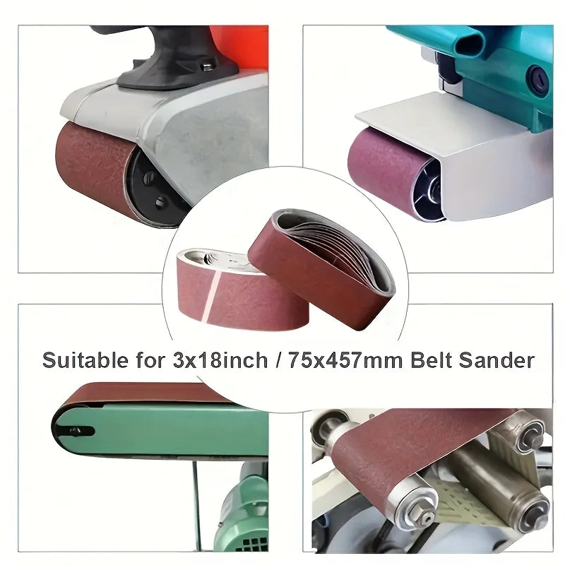 10 pieces of 457 * 75 wood metal polishing abrasive belt, different particle sizes P80P120P150P240P400, 2 pieces of each particl Qme