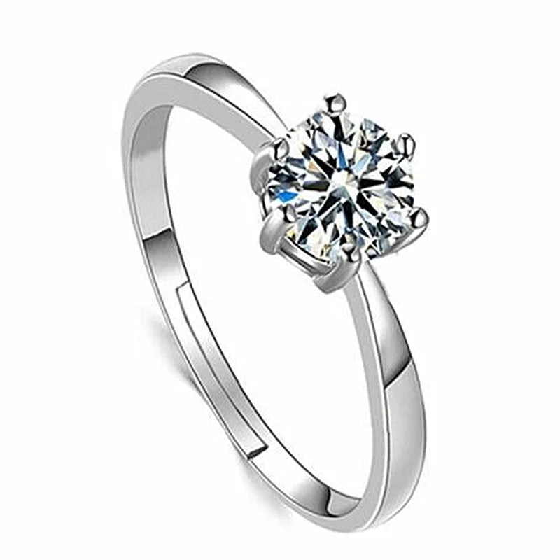 Couple gift fine 925 Sterling Silver moissanite Rings for women crystal adjustable size Fashion party engagement wedding Jewelry Qme