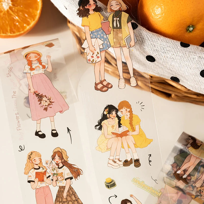 6 Rolls Girl Character Washi Tape, Soft & Healing Decor for Journals, Gift Wrapping & Versatile Scene Crafting Qme