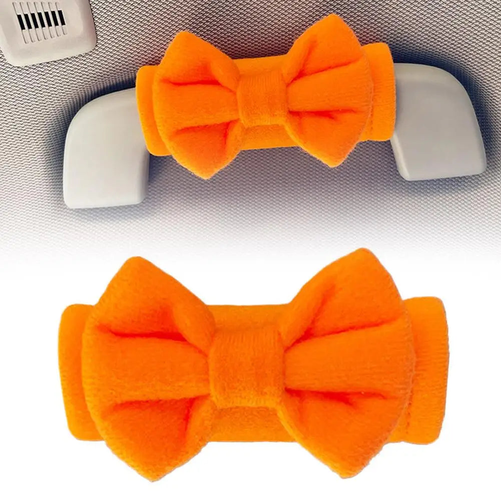 Bow Tie Car Handle Protector Cover Cute Roof Armrest Protective Qme Orange